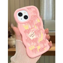 Ucuc iPhone 14 Plus Uyumlu Pembe Silikon Kılıf Kamera Korumalı Darbe Emici Tasarım Şık Baskı Kılıf