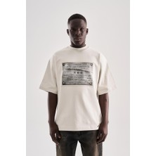 Machinist Erkek Patchwork Printed Oversize Tişört Uzay Grisi