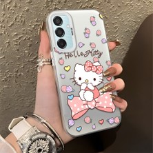 Ucuc Samsung Galaxy M15 Uyumlu Sert Akrilik Arka Silikon Kenar Lens Koruma Şık Baskı Kılıf