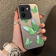 Ucuc Vivo Y27 5G/Y27S Uyumlu Sert Akrilik Arka Silikon Kenar Lens Koruma Şık Baskı Kılıf