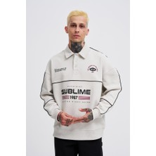 Machinist Erkek Sublime Printed Polo Sweatshirt Uzay Grisi