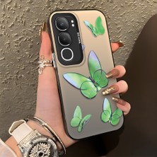 Ucuc Vivo Y19S 4G/Y19S Pro Uyumlu Sert Akrilik Arka Silikon Kenar Lens Koruma Şık Baskı Kılıf