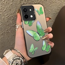 Ucuc Vivo Y28 4g Uyumlu Sert Akrilik Arka Silikon Kenar Lens Koruma Şık Baskı Kılıf