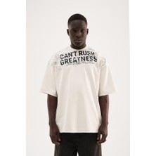 Machinist Erkek Collar Printed Oversize Tişört Uzay Grisi