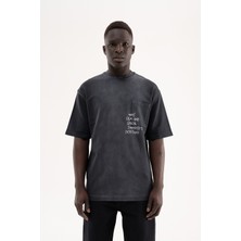 Machinist Erkek Printed Pocket Oversize Tişört Siyah