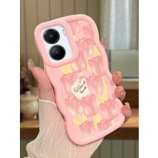Ucuc Vivo Y56 Uyumlu Pembe Silikon Kılıf Kamera Korumalı Darbe Emici Tasarım Şık Baskı Kılıf