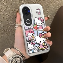Ucuc Vivo V50 Uyumlu Sert Akrilik Arka Silikon Kenar Lens Koruma Şık Baskı Kılıf