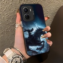Ucuc Vivo Y02S Uyumlu Sert Akrilik Arka Silikon Kenar Lens Koruma Şık Baskı Kılıf
