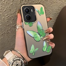 Ucuc Vivo Y02S Uyumlu Sert Akrilik Arka Silikon Kenar Lens Koruma Şık Baskı Kılıf