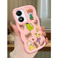 Ucuc Vivo Y02S Uyumlu Pembe Silikon Kılıf Kamera Korumalı Darbe Emici Tasarım Şık Baskı Kılıf