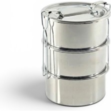 Karawent Home 3 Katlı Paslanmaz Çelik Sefertası 14X7 cm - Sızdırmaz Çelik Yemek Taşıma Kabı Krw-20