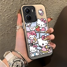 Ucuc Vivo Y02S Uyumlu Sert Akrilik Arka Silikon Kenar Lens Koruma Şık Baskı Kılıf