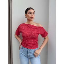 Esra Helvacı Tek Omuz Yan Büzgülü Bluz