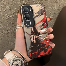 Ucuc Vivo Y19S 4G/Y19S Pro Uyumlu Sert Akrilik Arka Silikon Kenar Lens Koruma Şık Baskı Kılıf