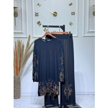 Modaminar Kadın Yeni Sezon Taşlı Tunik Pantolon Takım