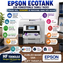 Epson Ecotank L6580 Wi-Fi + Tarayıcı + Fotokopi Renkli Çok Fonksiyonlu Tanklı Mürekkep Püskürtmeli Yazıcı