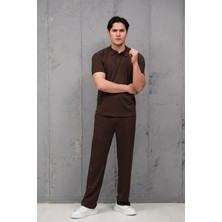 Mass Plus Regular Fit Likralı Kendinden Çizgili Yarım Baggy Pantolonlu T-Shirt Takım
