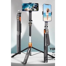 Light Nova Bluetooth Kumandalı 185CM Tripod Selfie Çubuğu / Go Pro Uyumlu / 360° Pan Kolu Özellikli
