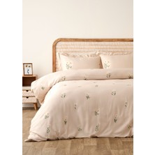 Bella Maison %100 Pamuk Saten Daisy Çift Kişilik Nevresim Takımı Bej (200X220 Cm)