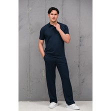 Mass Plus Regular Fit Likralı Kendinden Çizgili Yarım Baggy Pantolonlu T-Shirt Takım