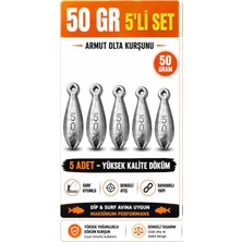Ek Av Ekipmanları 50 gr Armut Olta Kurşunu 5'li Set Yüksek Kalite Surf & Dip Avı İçin Dengeli Atış