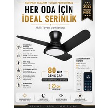 Kılıforyum 80 cm Akıllı Tavan Vantilatörü LED Aydınlatmalı | Kumandalı & Telefon Kontrollü, 6 Hız, 3 Işık Rengi, Yaz/kış Modu, Sessiz Motor