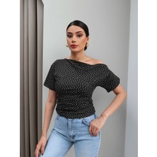 Esra Helvacı Tek Omuz Yan Büzgülü Bluz