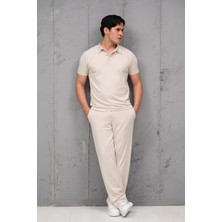 Mass Plus Regular Fit Likralı Kendinden Çizgili Yarım Baggy Pantolonlu T-Shirt Takım