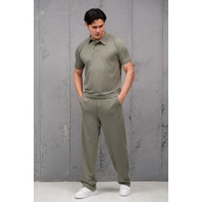 Mass Plus Regular Fit Likralı Kendinden Çizgili Yarım Baggy Pantolonlu T-Shirt Takım