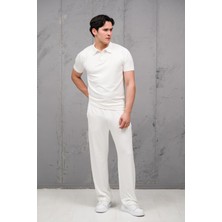 Mass Plus Regular Fit Likralı Kendinden Çizgili Yarım Baggy Pantolonlu T-Shirt Takım
