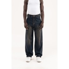 Machinist Erkek Basic Baloon Fit Baggy Jean Pantolon Mavi-Kahverengi