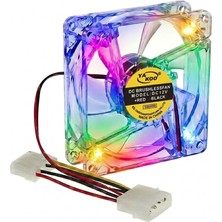 Koodmax 12CM Kasa Fanı - 4 Renk LED Işıklı - Şeffaf - Molex Bağlantı