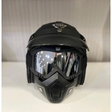Kask Tex 701 Jyt Siyah Deri + Kask Maskeli