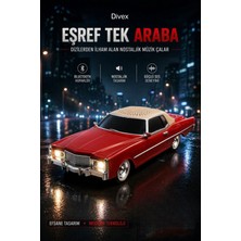 Divex Eşref Tek Nostaljik Araba Bluetooth Hoparlör -Klasik Tasarım Ses Bombası, LED Işıklı Şarjlı
