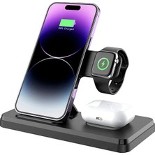 Light Nova 3in1 Magsafe Uyumlu 15W Kablosuz Şarj Standı iphone Telefon, Apple Watch Saatler, Kulaklık
