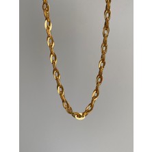 Owentis Çelik Gold Iç Içe Halkalı Lonia Zincir Kolye -Kararma Yapmaz-