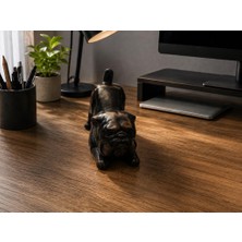Bulldog Biblo Dekoratif Reçine Siyah Köpek Figürü – Modern Masaüstü Dekoru – Ofis, Kitaplık ve Ev Dekorasyonu – 7.5X10X5 cm