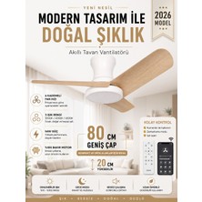 Kılıforyum 80 cm Akıllı Tavan Vantilatörü LED Aydınlatmalı | Kumandalı & Telefon Kontrollü, 6 Hız, 3 Işık Rengi, Yaz/kış Modu, Sessiz Motor