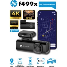 Hp F499X 4K Wdr, Araçiçi Ön + Arka Kamera, 1.5 Inch Renkli LCD Ekran,  Gps’li, Wi-Fi Destekli