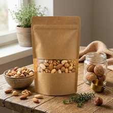 Bkb Ambalaj Kraft Pencereli Doypack Kilitli Ambalaj Ayakta Duran Gıda Poşeti