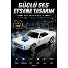 Divex Nostaljik Klasik Araba Tasarımlı Bluetooth Hoparlör Şarjlı LED Işıklı Kablosuz Hoparlör Fm Radyo
