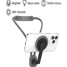 Light Nova Magsafe Uyumlu 360° Boyun Askılı Telefon Tutucu / Gezi Video Çekimi Tutacağı / Sabitleyici