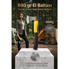 Uravas Store Fiber Saplı Kamp Baltası 600 gr Profesyonel Nacak Kırılmaz Saplı Odun Kesme ve Yarma Baltası 723199