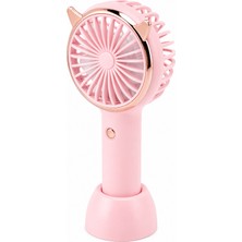 GUNKES Kedi Kulaklı Mini El Fanı USB Şarjlı Taşınabilir Masaüstü ve El Tipi Sessiz Fan