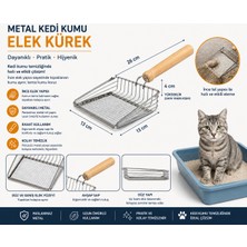 Mestore Metal Kedi Kumu Elek Kürek Ahşap Saplı Paslanmaz Kum Küreği 26 cm - Kp-Mtlkrk