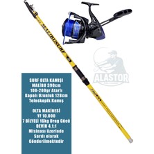 Alastor Olta Seti Malibu 390CM Olta Kamışu Surf Olta Seti YF10000 Olta Makinesi Boğaz Deniz Kıyı Olta Seti