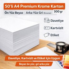Orbak Kağıtçılık 50’li A4 Premium Krome Karton – 300 gr Parlak Kağıt | Davetiye, Kartvizit ve Etiket Için Uygun