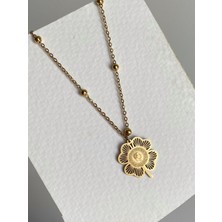 Owentis Çelik Gold Yoncalı Ata Lira Kolye -Kararma Yapmaz-