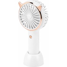 GUNKES Kedi Kulaklı Mini El Fanı USB Şarjlı Taşınabilir Masaüstü ve El Tipi Sessiz Fan