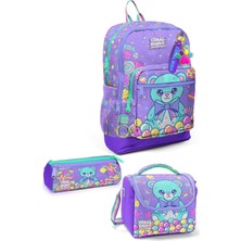 Coral High Kids Milka Şeker Ayıcık Desenli Desenli 3’lü Okul Çanta Seti SET0133205